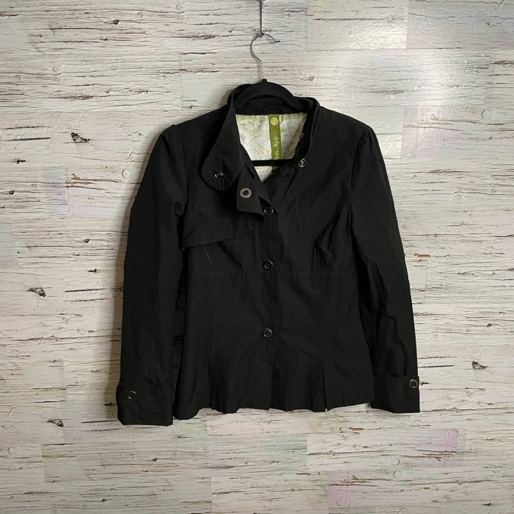 Soia & Kyo Jacket Short Trench Coat Windbreaker Puff Shoulder Bow Rain Coastal S